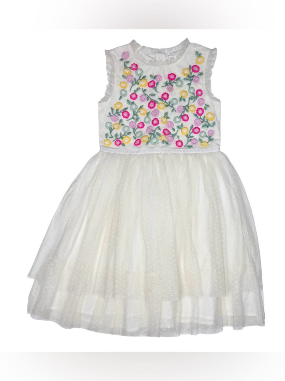 Mini Boden Embroidered Floral Tulle Dress